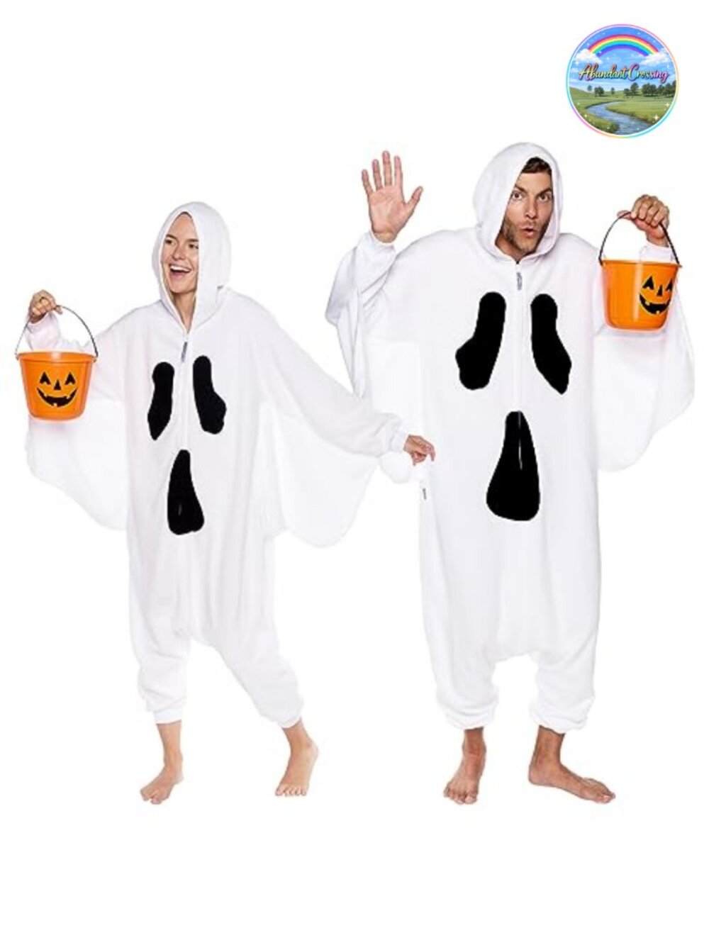 Adult Ghost Onesie Plush Halloween Costume One Piece Pajama Zip Up Cosplay